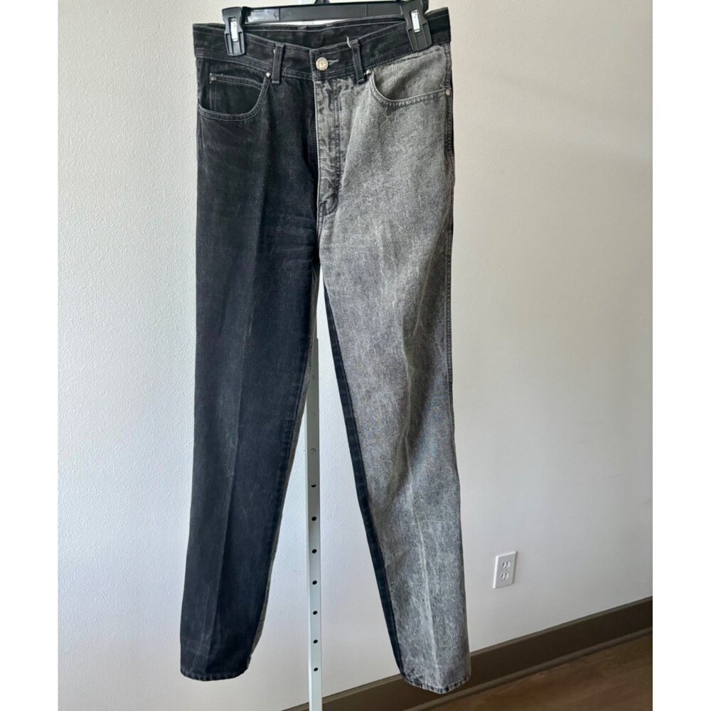 VTG Sergio Valente Jeans 32 Two-Tone High Rise Straight Leg Festival Streetwear - Picture 15 of 16